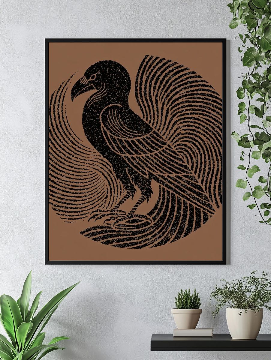 Raven Fingerprint Illustration Poster. — room view 4