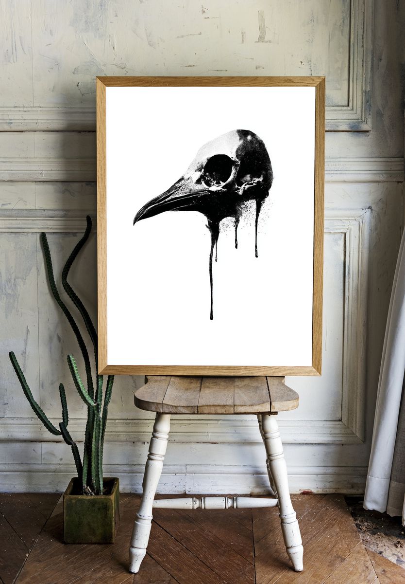 Raven Skull — Fine Art Print. — room view 1