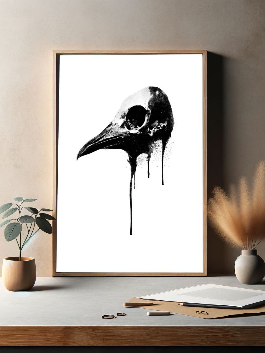 Raven Skull — Fine Art Print. — room view 2