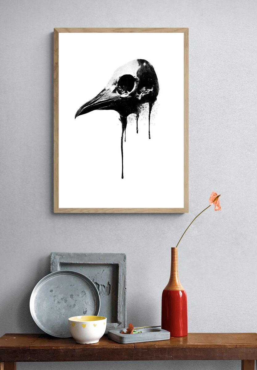 Raven Skull — Fine Art Print. — room view 3