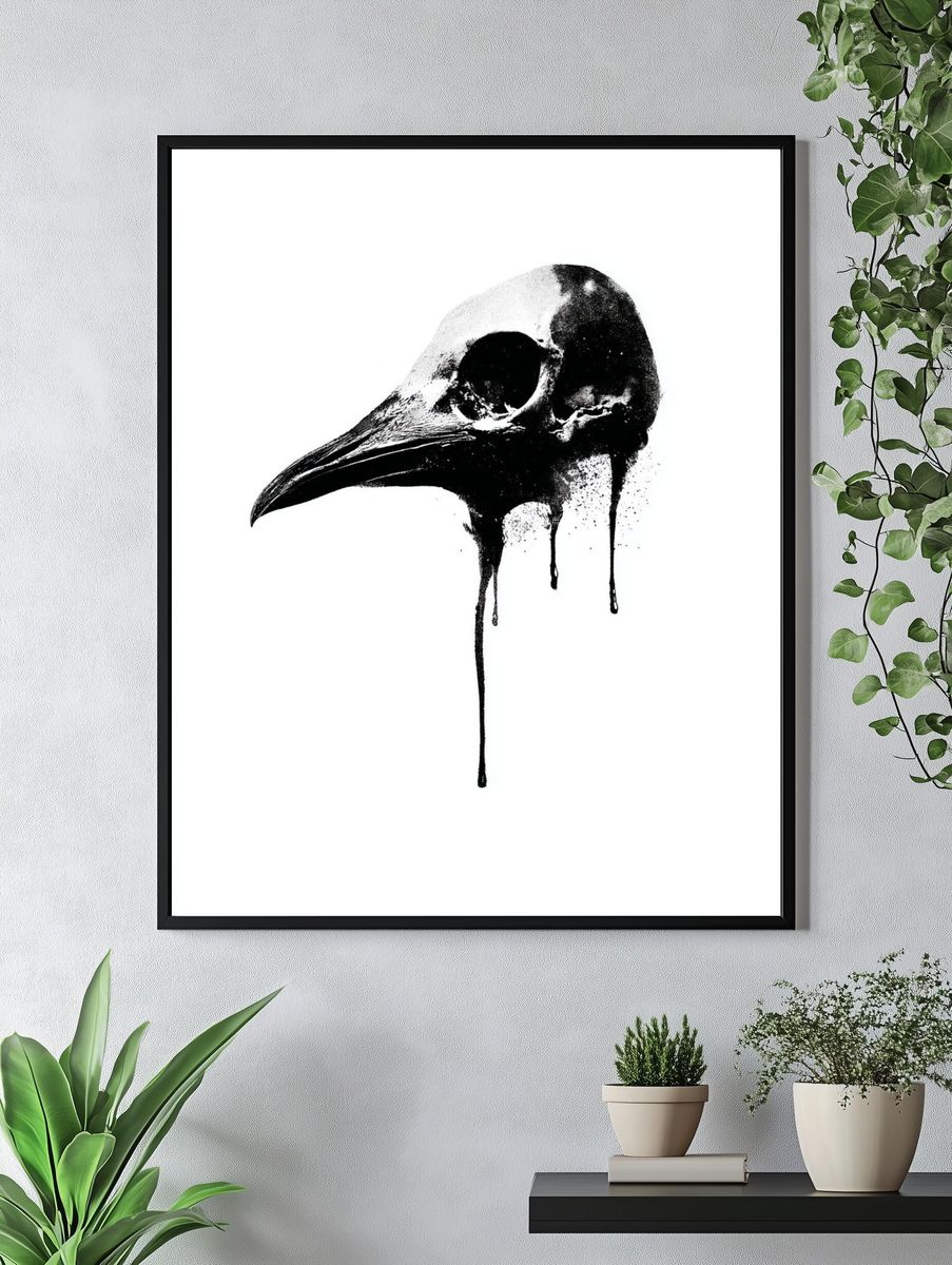 Raven Skull — Fine Art Print. — room view 4
