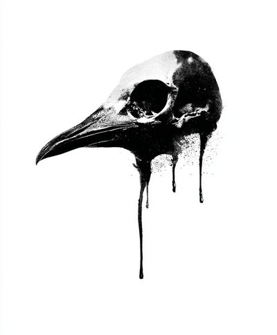 Raven Skull — Fine Art Print. poster