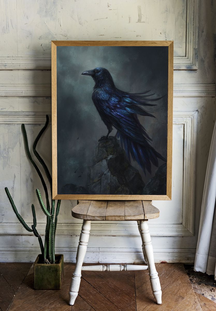 Majestic Raven — Digital Art Print. — room view 1