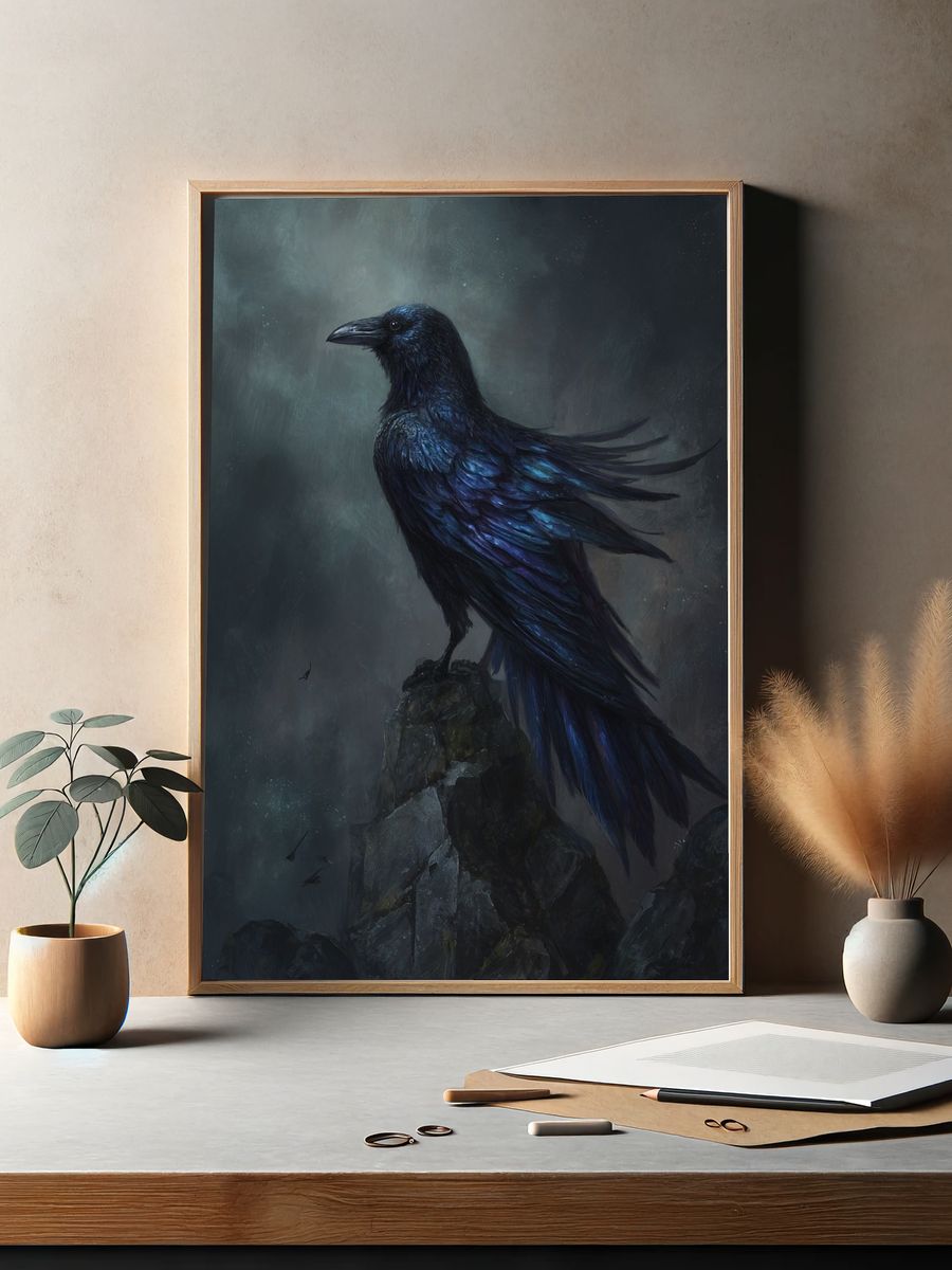 Majestic Raven — Digital Art Print. — room view 2