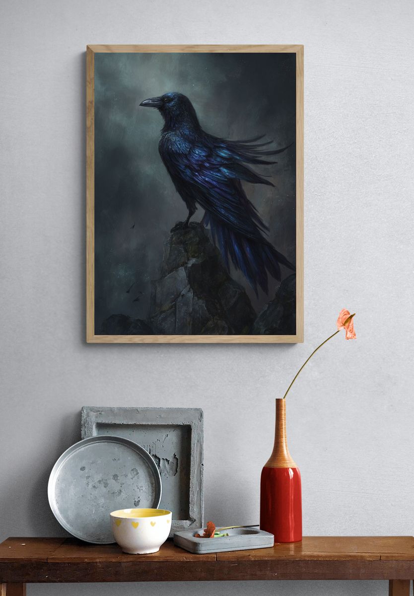Majestic Raven — Digital Art Print. — room view 3