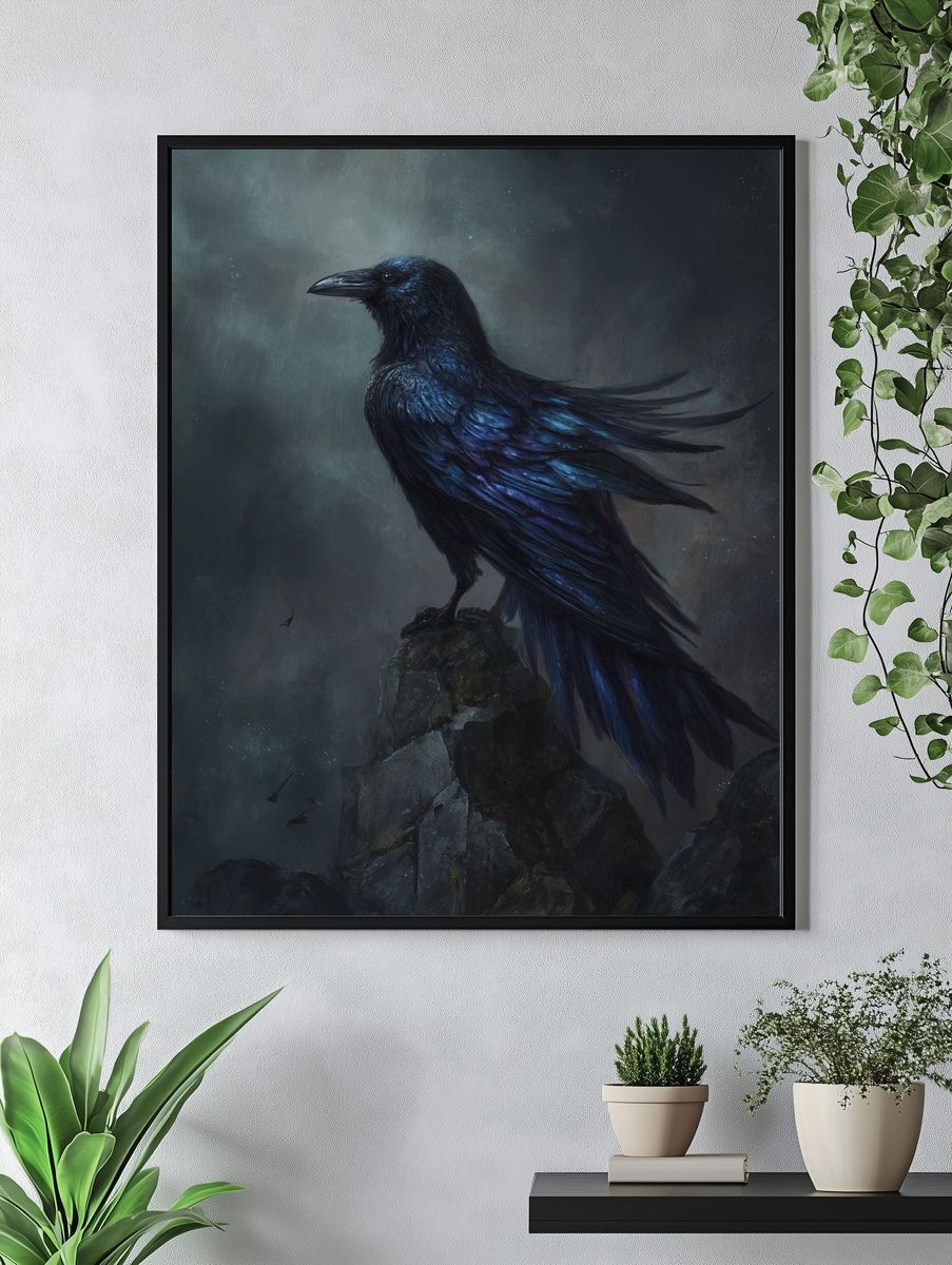 Majestic Raven — Digital Art Print. — room view 4