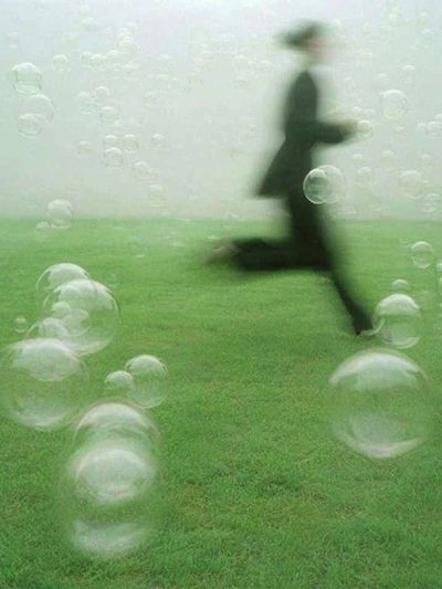 Running in Bubbles — Photography Print. poster