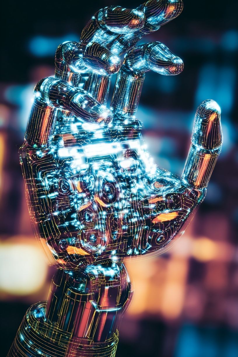 Futuristic Robotic Hand — Digital Art Print. poster — illustration art