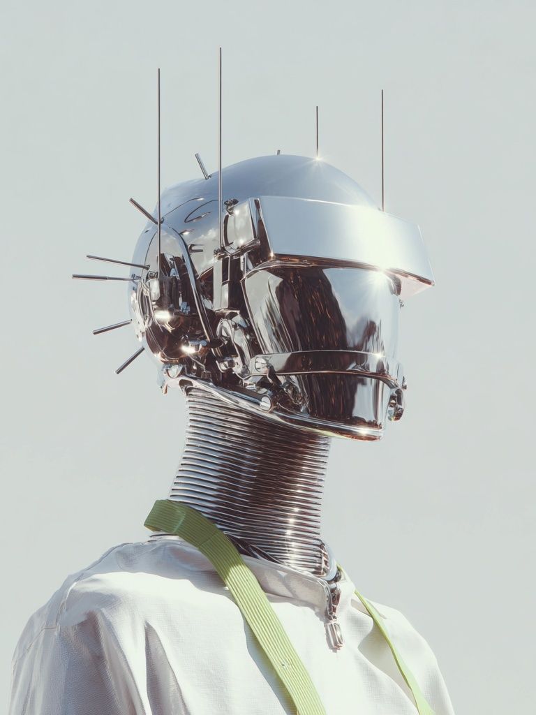 Futuristic Robot Head — Digital Art Print. poster — illustration art