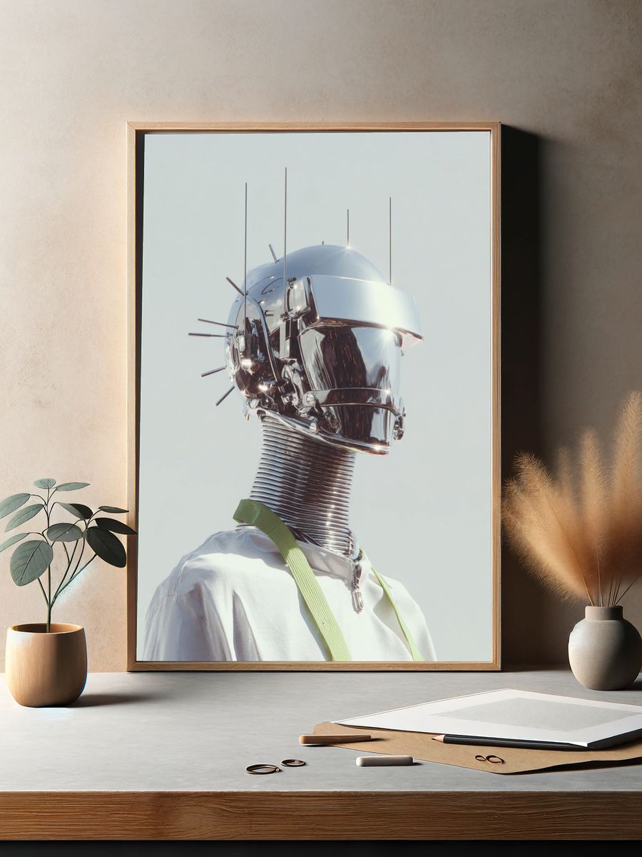 Futuristic Robot Head — Digital Art Print. — room view 2