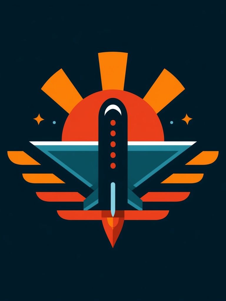 Retro Rocket Emblem Poster. poster detail