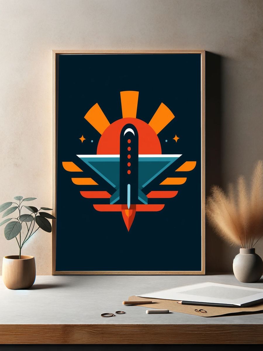 Retro Rocket Emblem Poster. — room view 2