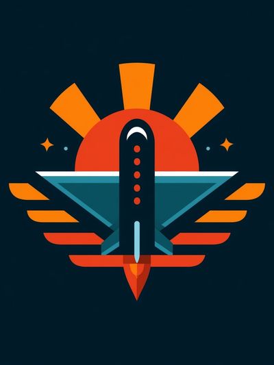 Retro Rocket Emblem Poster. poster print