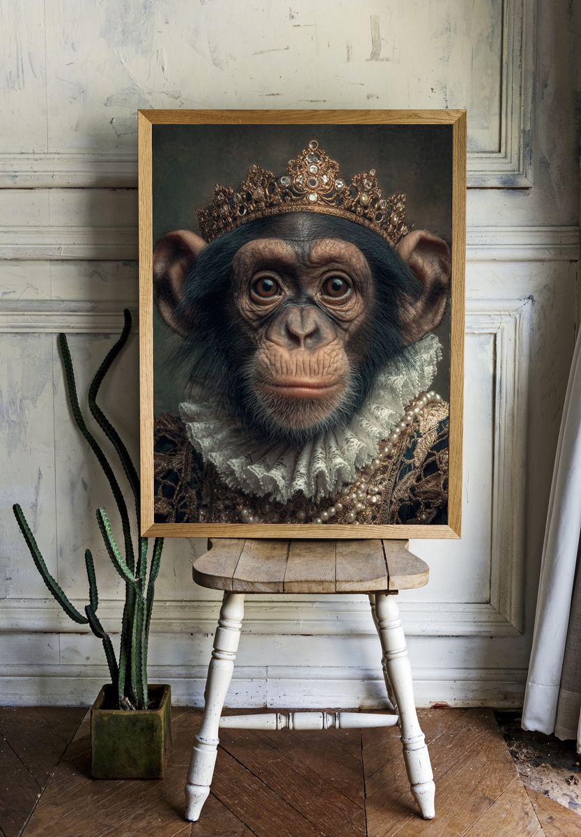 Regal Chimpanzee Portrait — Fine Art Print. — room view 1