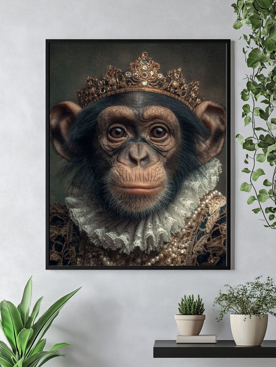 Regal Chimpanzee Portrait — Fine Art Print. — room view 4