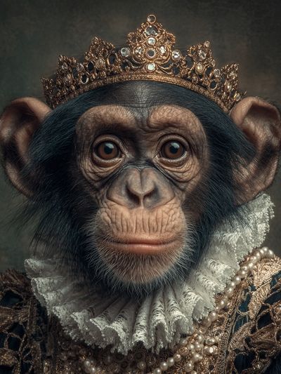 Regal Chimpanzee Portrait — Fine Art Print. poster