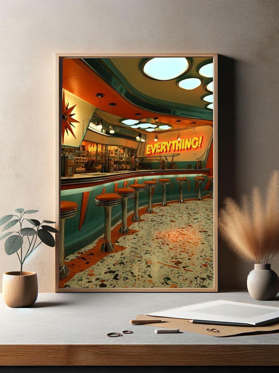 Retro Diner Interior Photography Poster. — room view 2