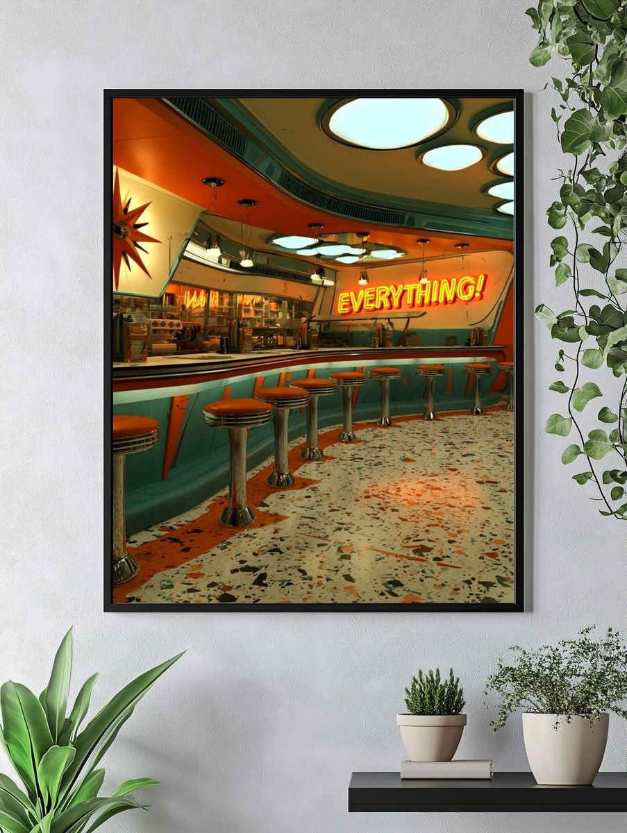 Retro Diner Interior Photography Poster. — room view 4