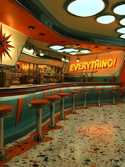 Retro Diner Interior Photography Poster. poster print