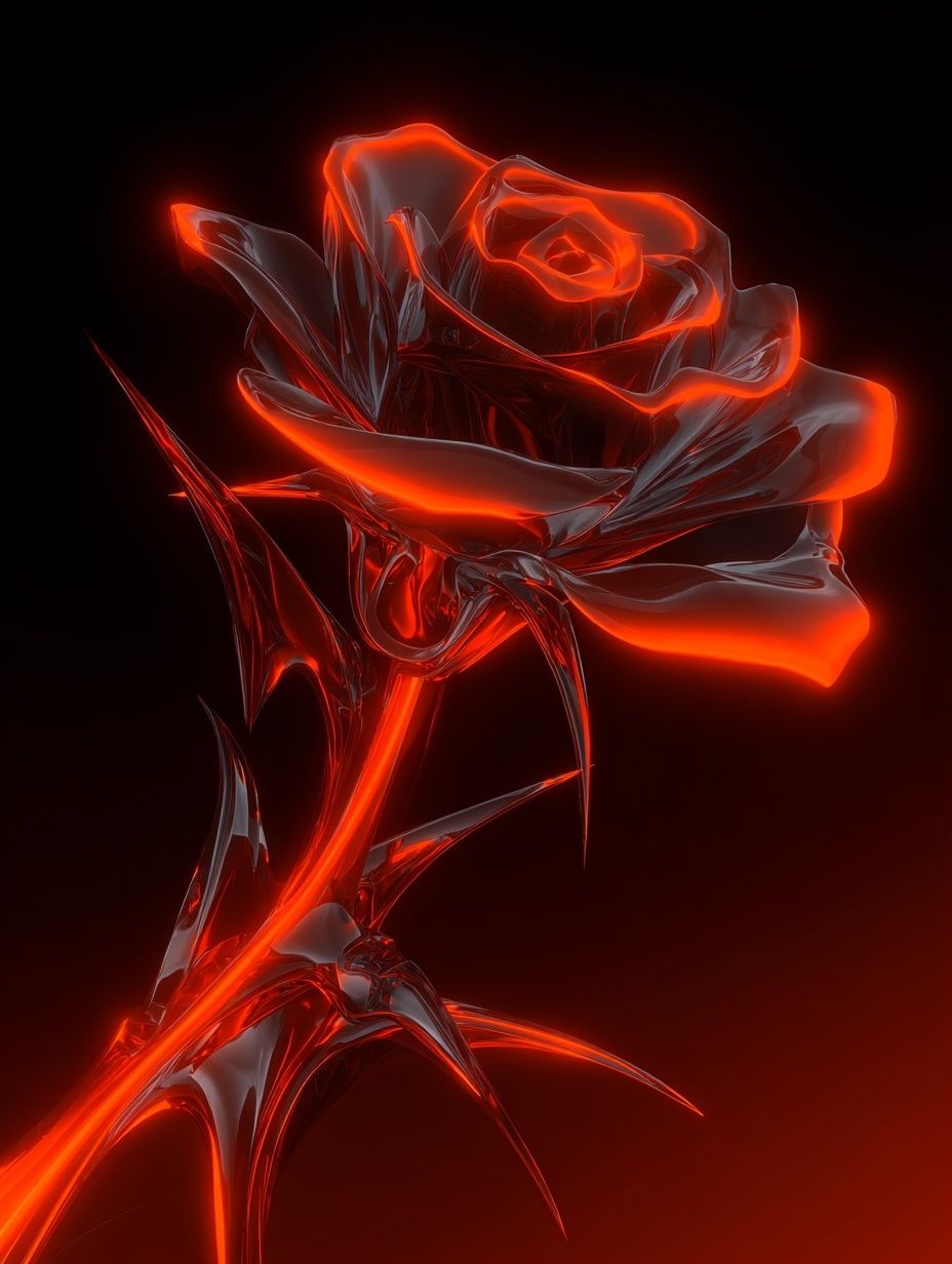 Glowing Red Rose — Digital Art Print. poster detail