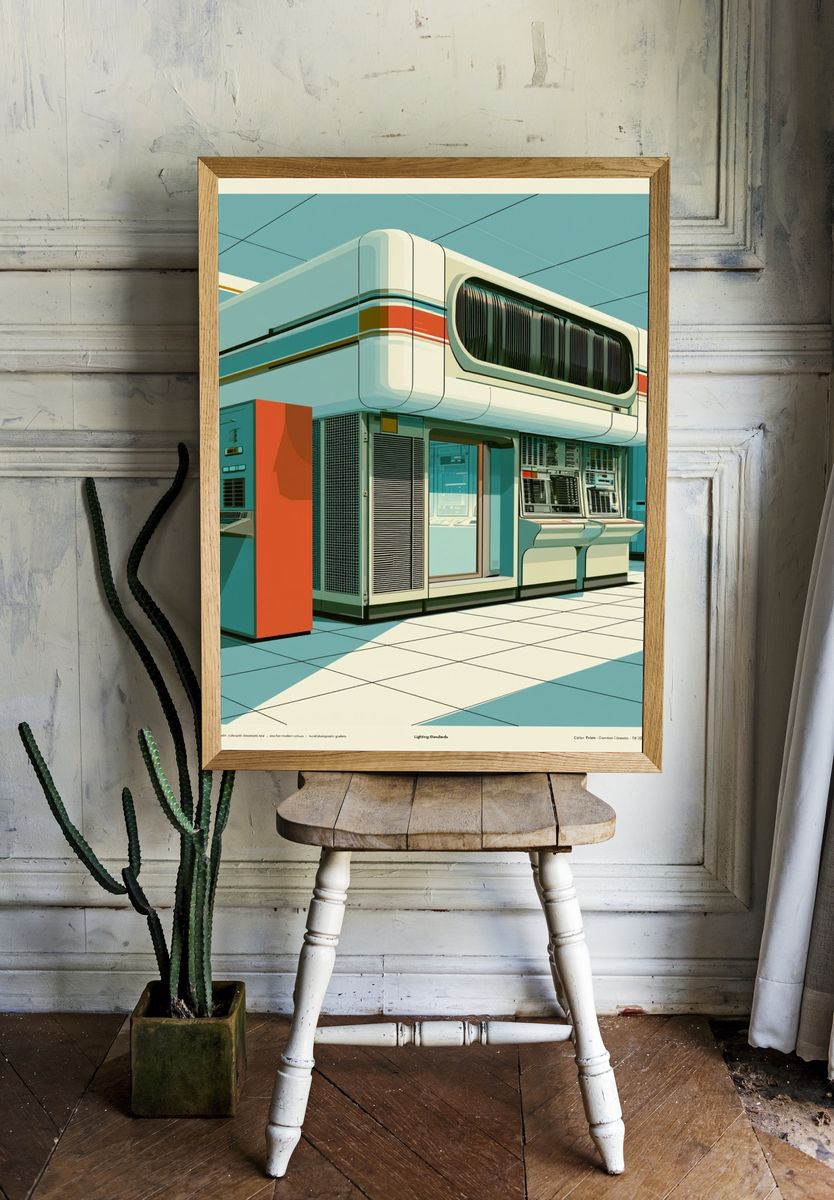 Retro Futuristic Control Room Poster. — room view 1