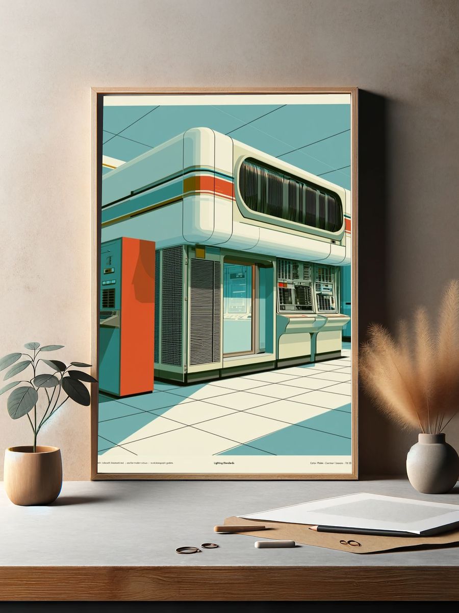 Retro Futuristic Control Room Poster. — room view 2