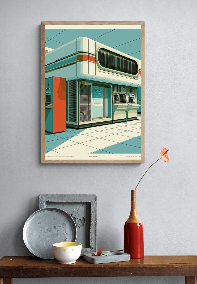 Retro Futuristic Control Room Poster. — room view 3