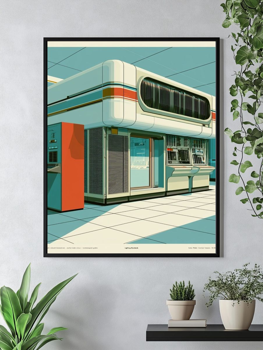 Retro Futuristic Control Room Poster. — room view 4
