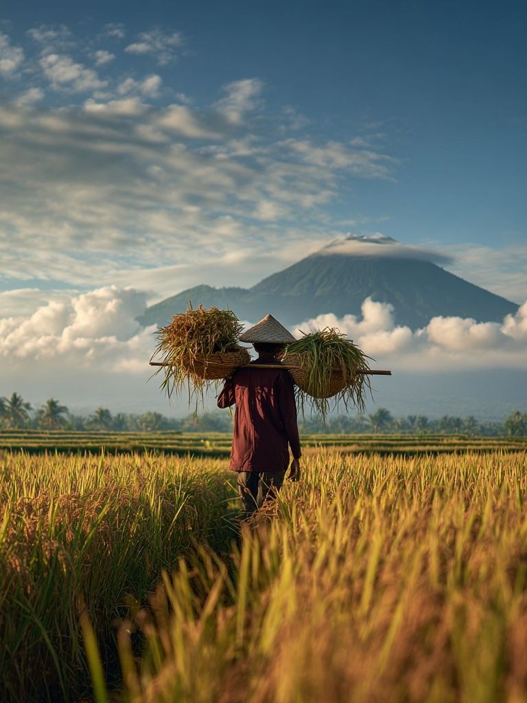 Rice Farmer in the Fields — Photography Print. poster — photography art