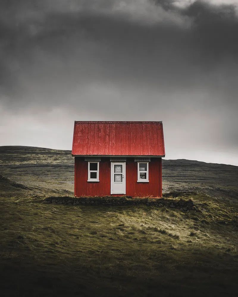 Red House in the Landscape — Photography Print. poster — photography art