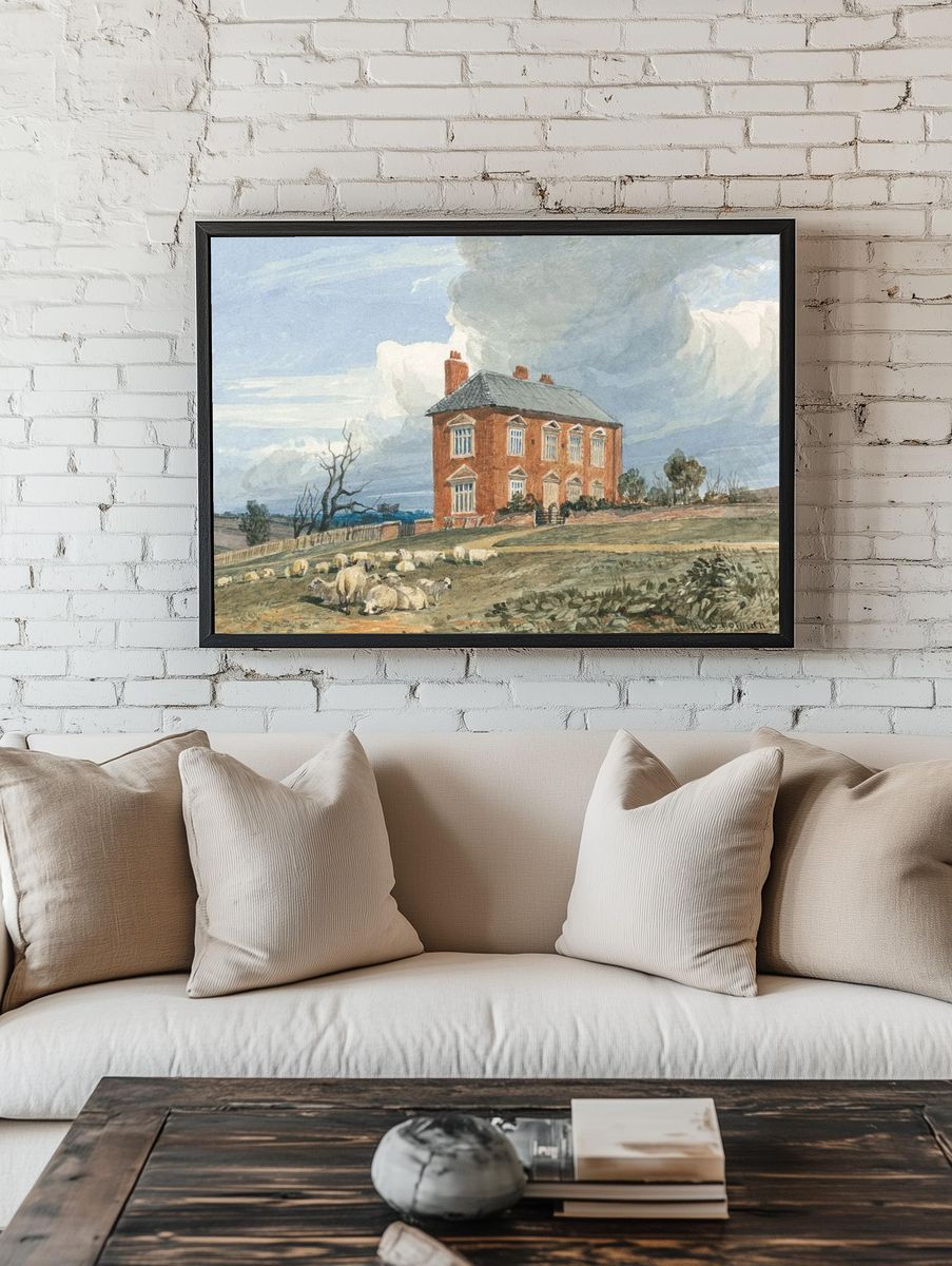 Rural House with Sheep — Fine Art Print. — room view 1