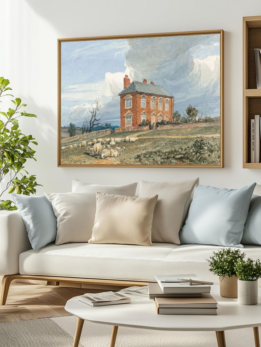 Rural House with Sheep — Fine Art Print. — room view 2