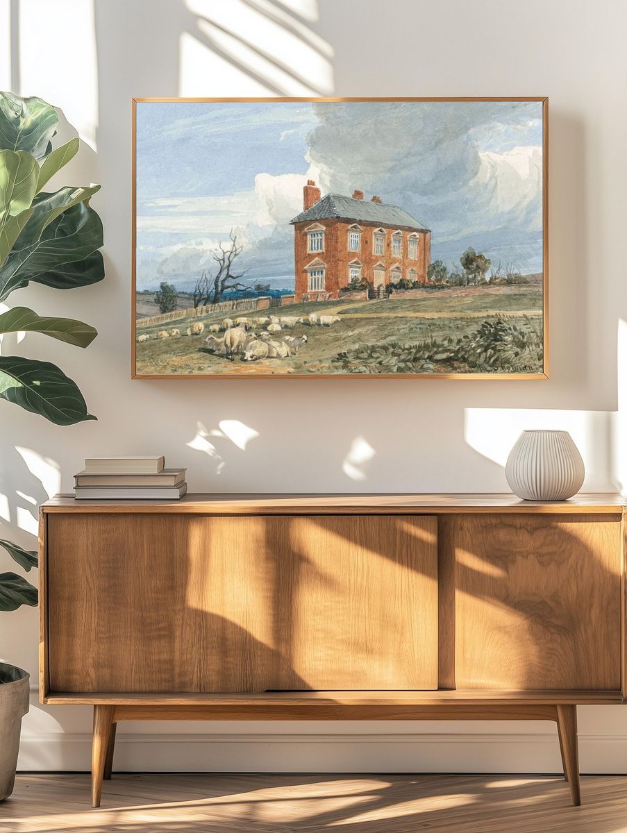 Rural House with Sheep — Fine Art Print. — room view 3