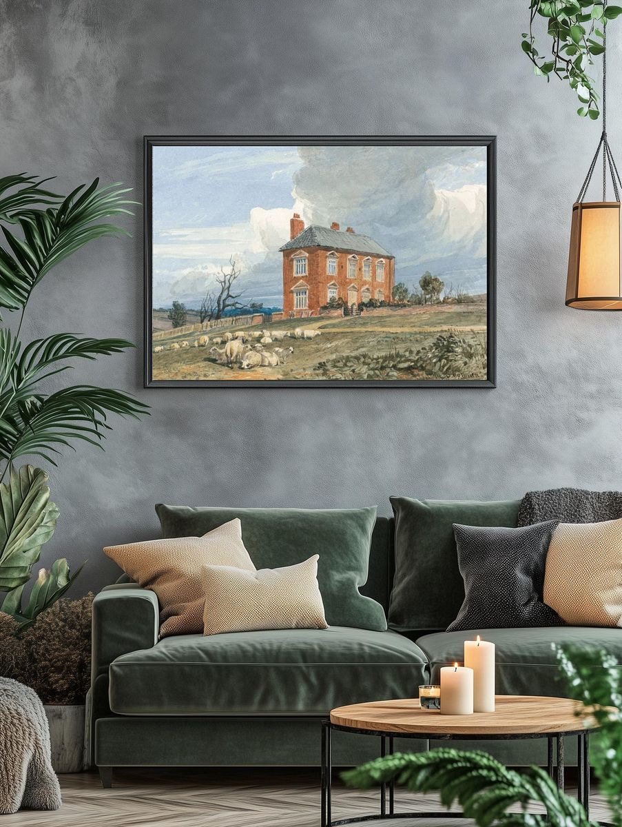 Rural House with Sheep — Fine Art Print. — room view 4