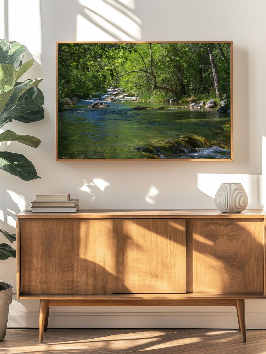 Serene River Landscape — Calming Nature Wall Art Print. — room view 3