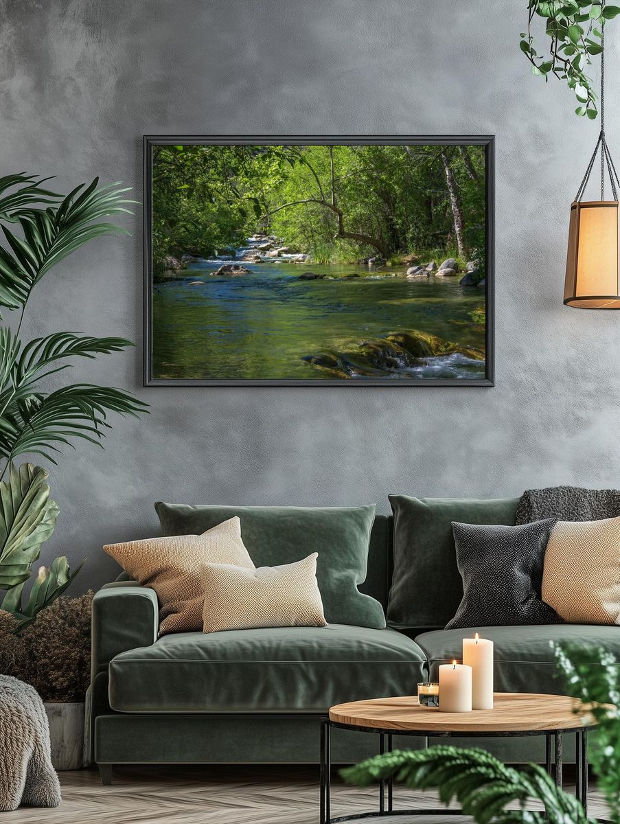 Serene River Landscape — Calming Nature Wall Art Print. — room view 4