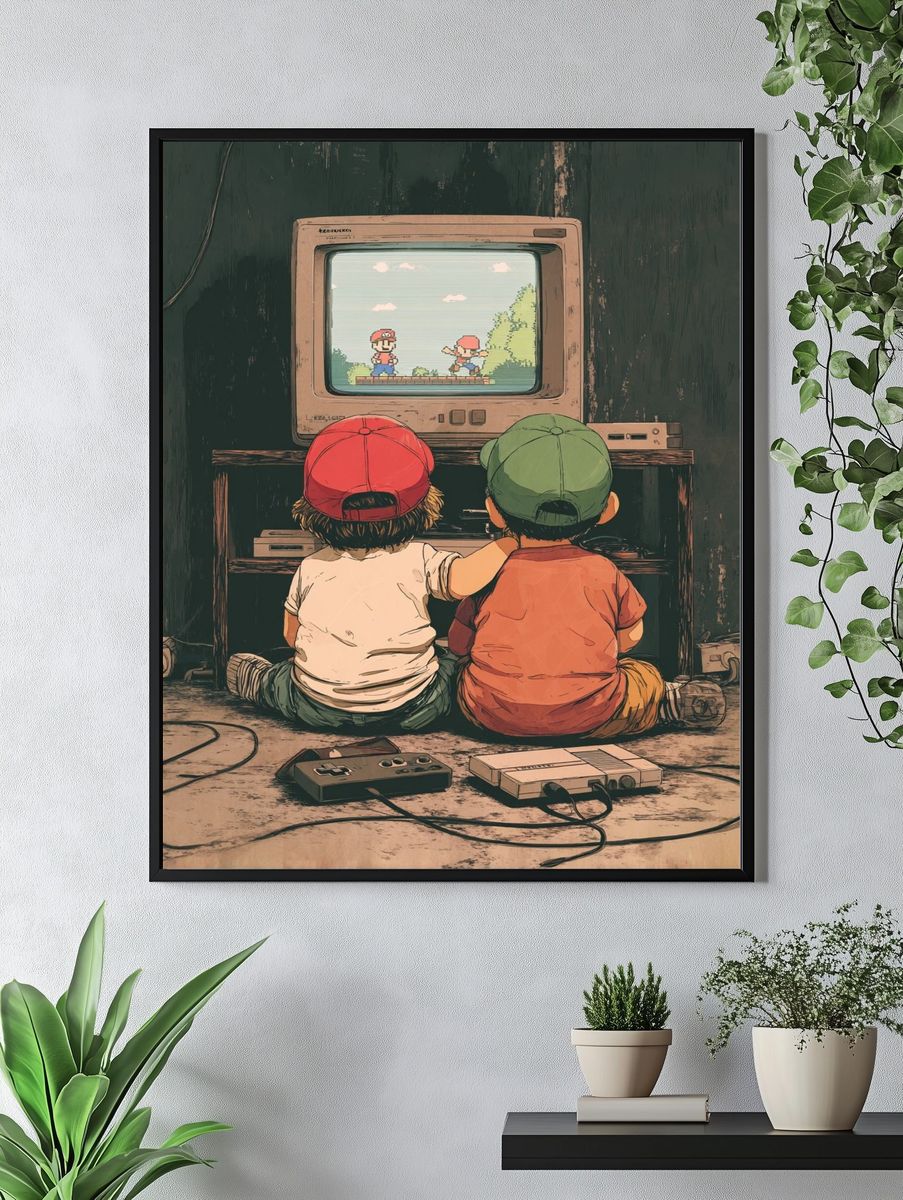 Retro Gaming Kids — Illustration Print. — room view 4