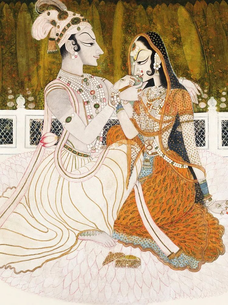Radha and Krishna — Indian Miniature Art Print. poster detail