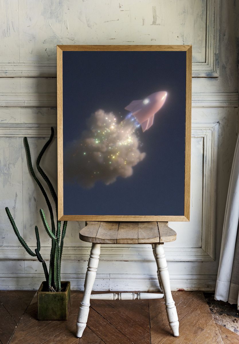 Rocket Launch — Digital Art Print. — room view 1