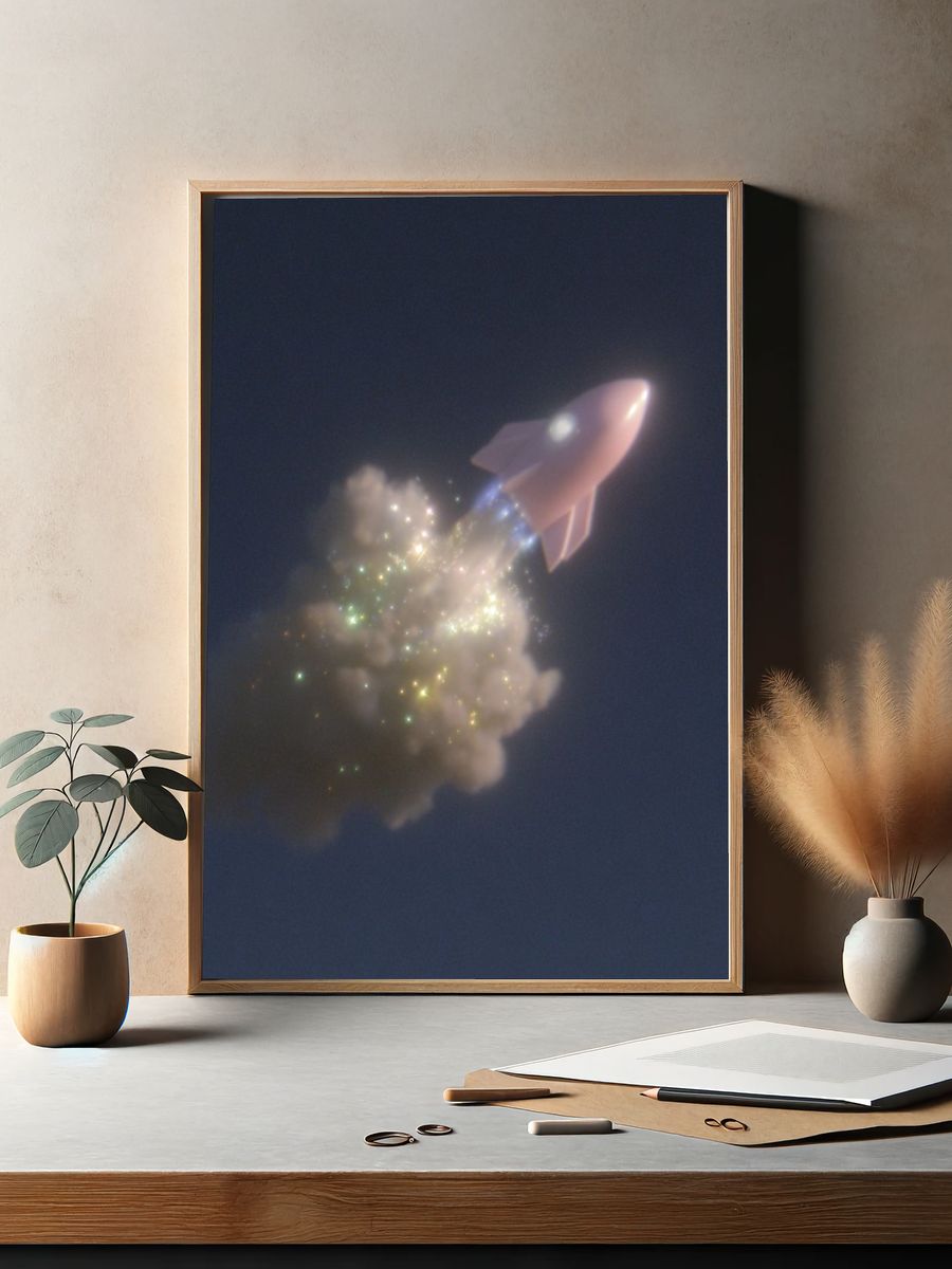 Rocket Launch — Digital Art Print. — room view 2