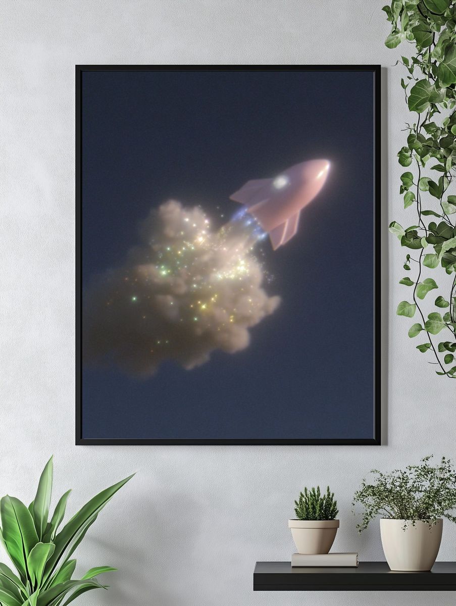 Rocket Launch — Digital Art Print. — room view 4
