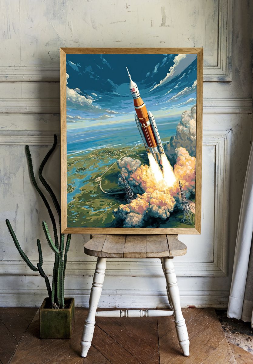 Rocket Launch — Space Art Print room preview