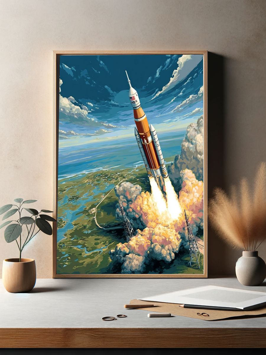Rocket Launch — Space Art Print. — room view 2