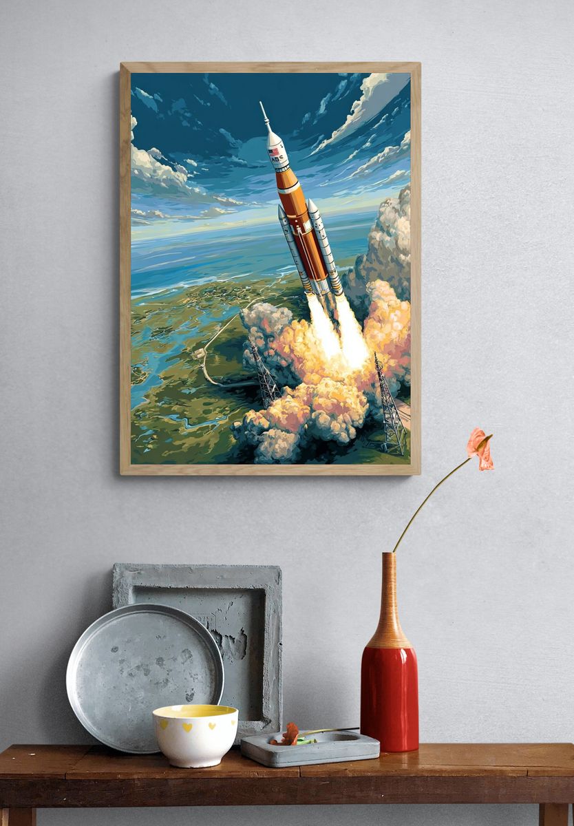 Rocket Launch — Space Art Print. — room view 3
