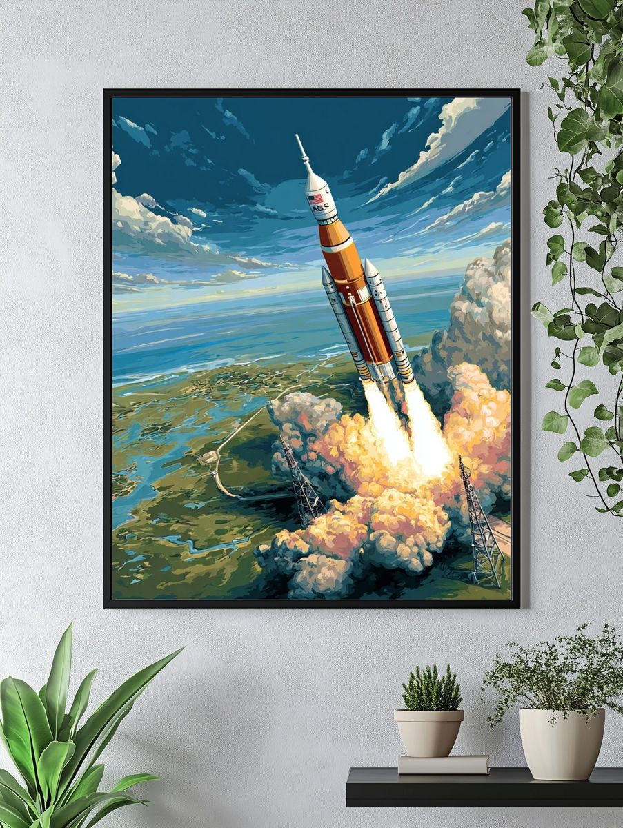 Rocket Launch — Space Art Print. — room view 4