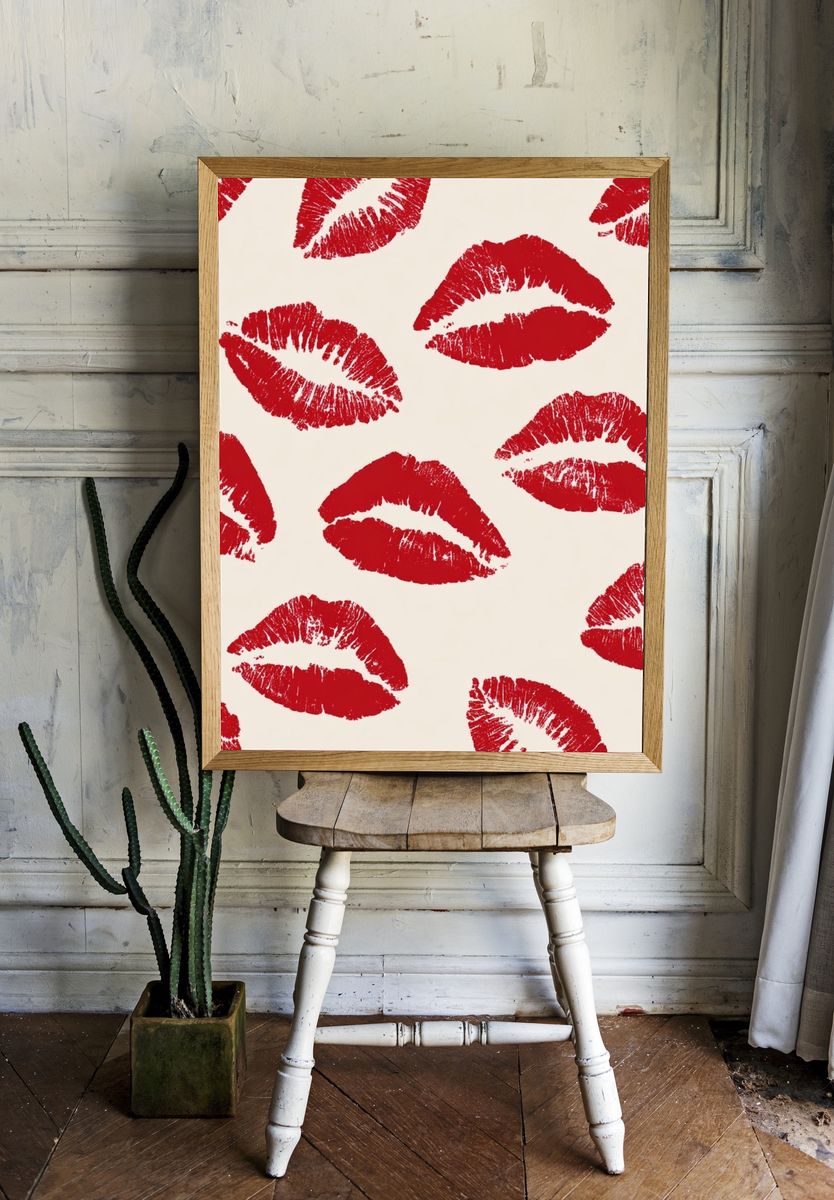 Red Lips Pattern Poster. — room view 1