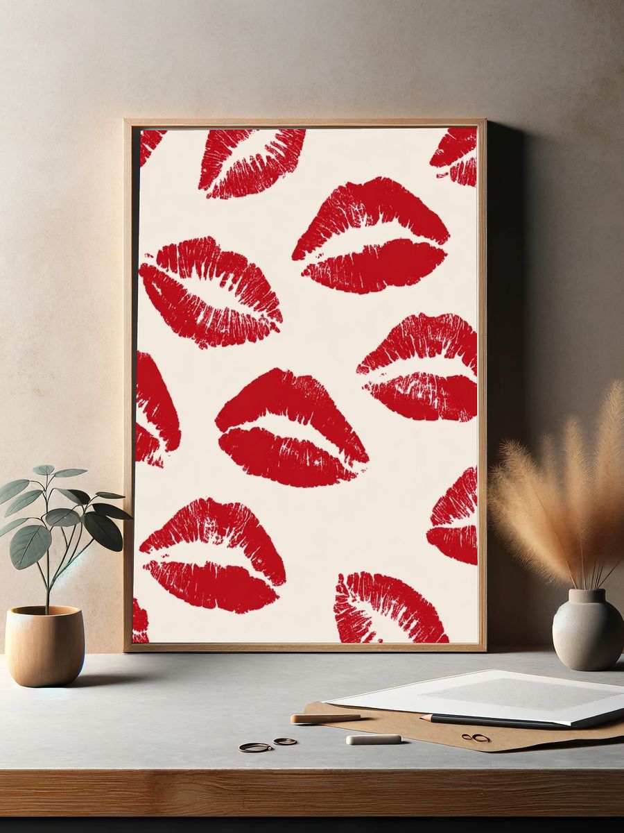 Red Lips Pattern Poster. — room view 2