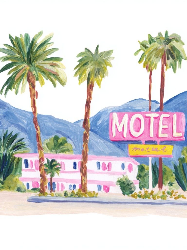 Retro Motel Illustration Poster. poster — illustration art