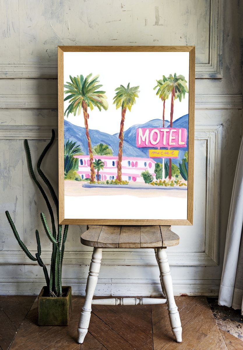 Retro Motel Illustration Poster. — room view 1