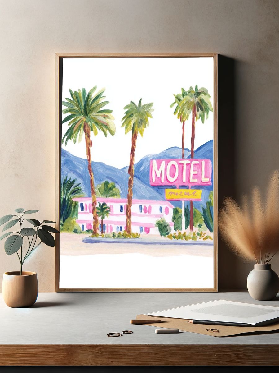 Retro Motel Illustration Poster. — room view 2
